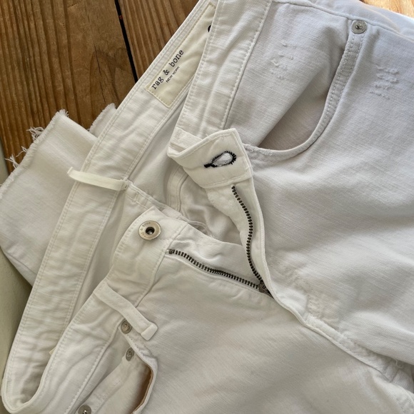 Rag & Bone | Dre Low-Rise Ankle Boyfriend Slim Vintage Stretch White Denim Jeans - Picture 6 of 11